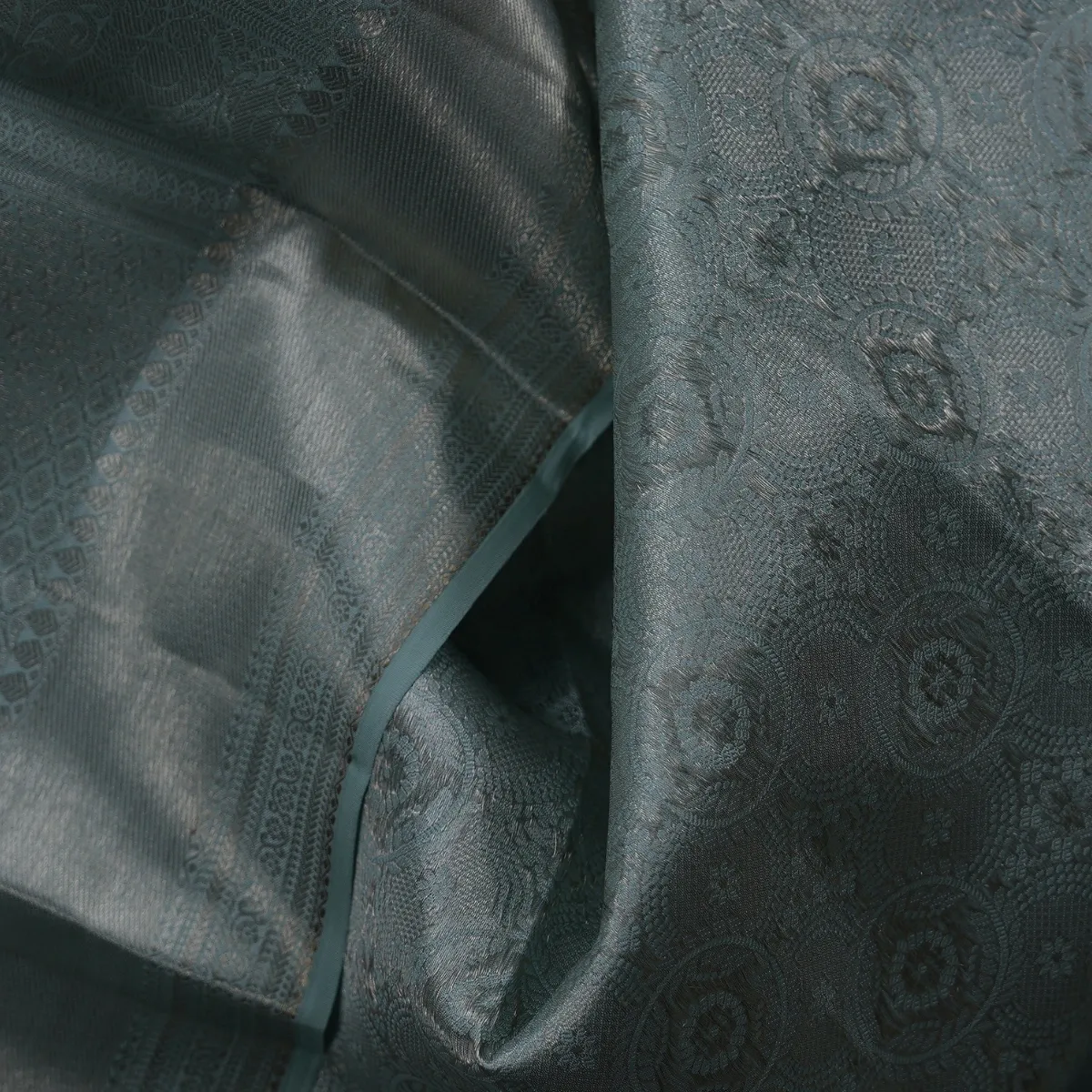 Kanchipuram Silk Saree Grey Border Antic Silk Fast Jari