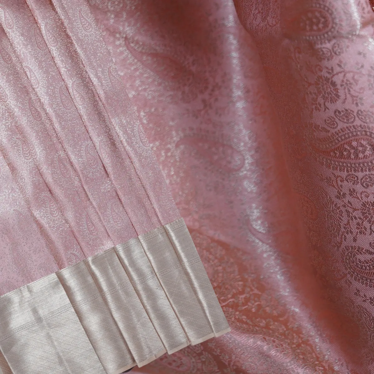 Kanchipuram Handloom Silk Saree Rose Gold Colour Silk Fast Jari 