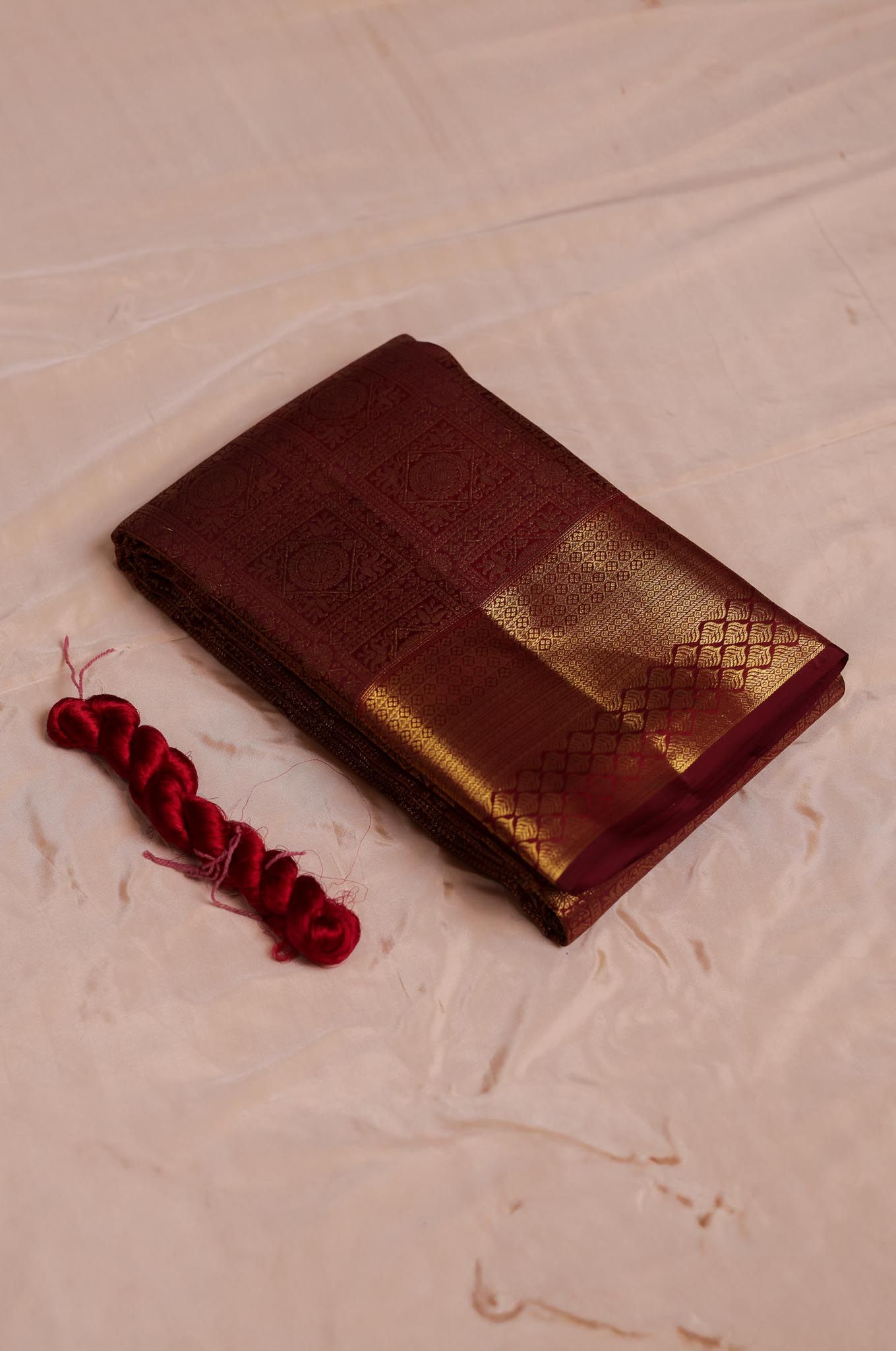 Deep Merun Kanchipuram Silk Saree