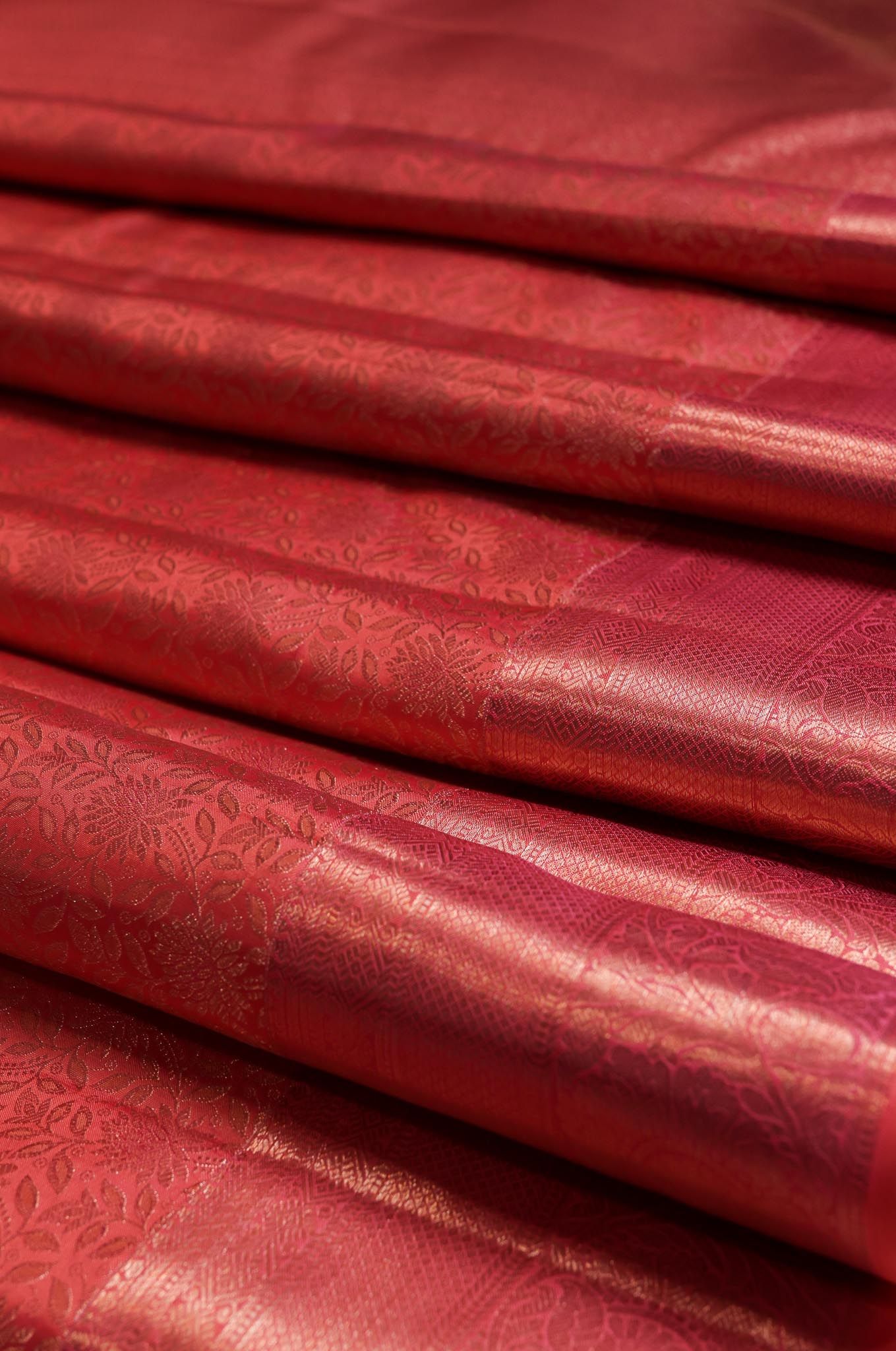 Peach Orange Kanchipuram Silk Saree