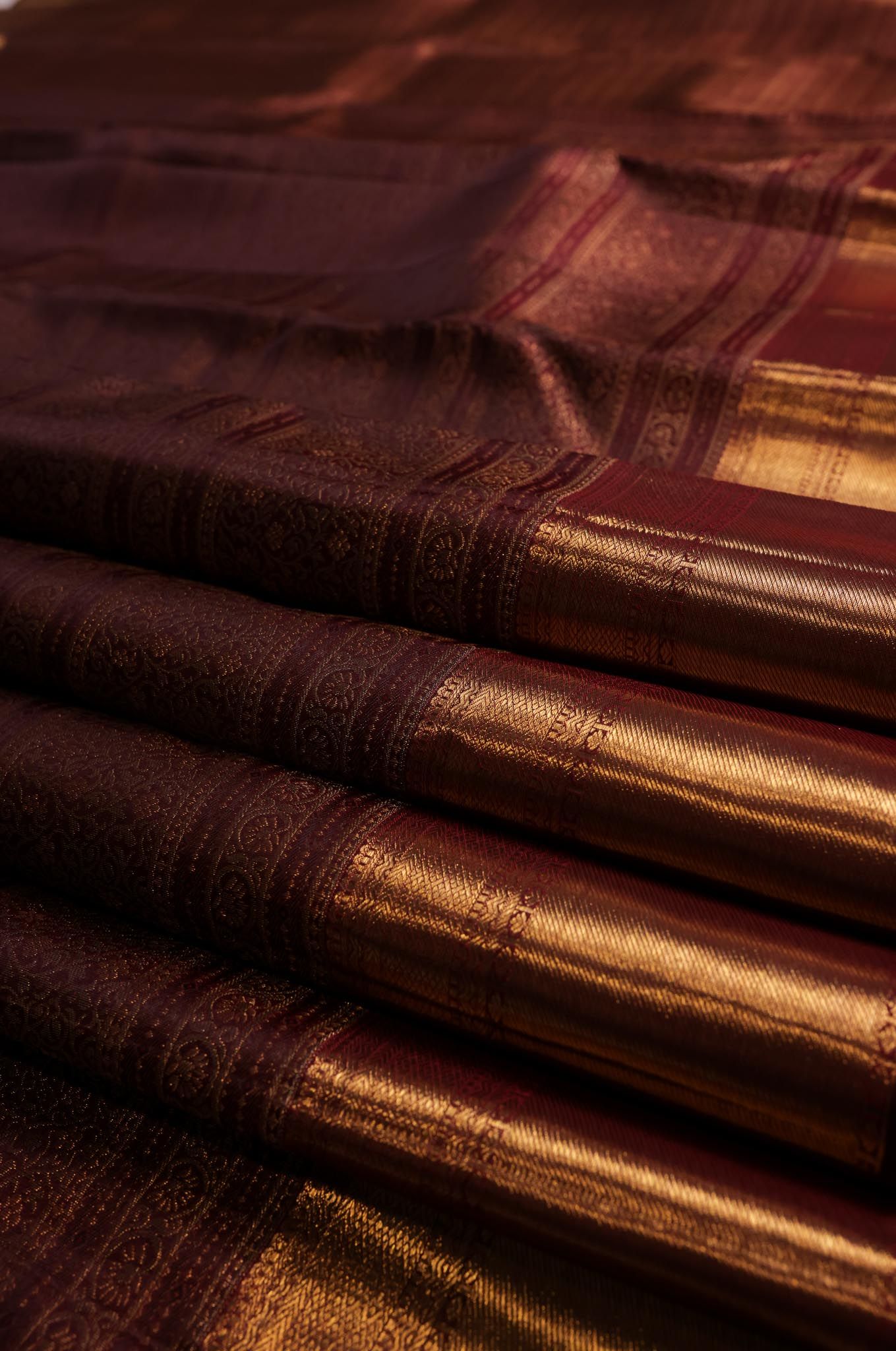 Burnt Maroon Kanchipuram Silk Saree