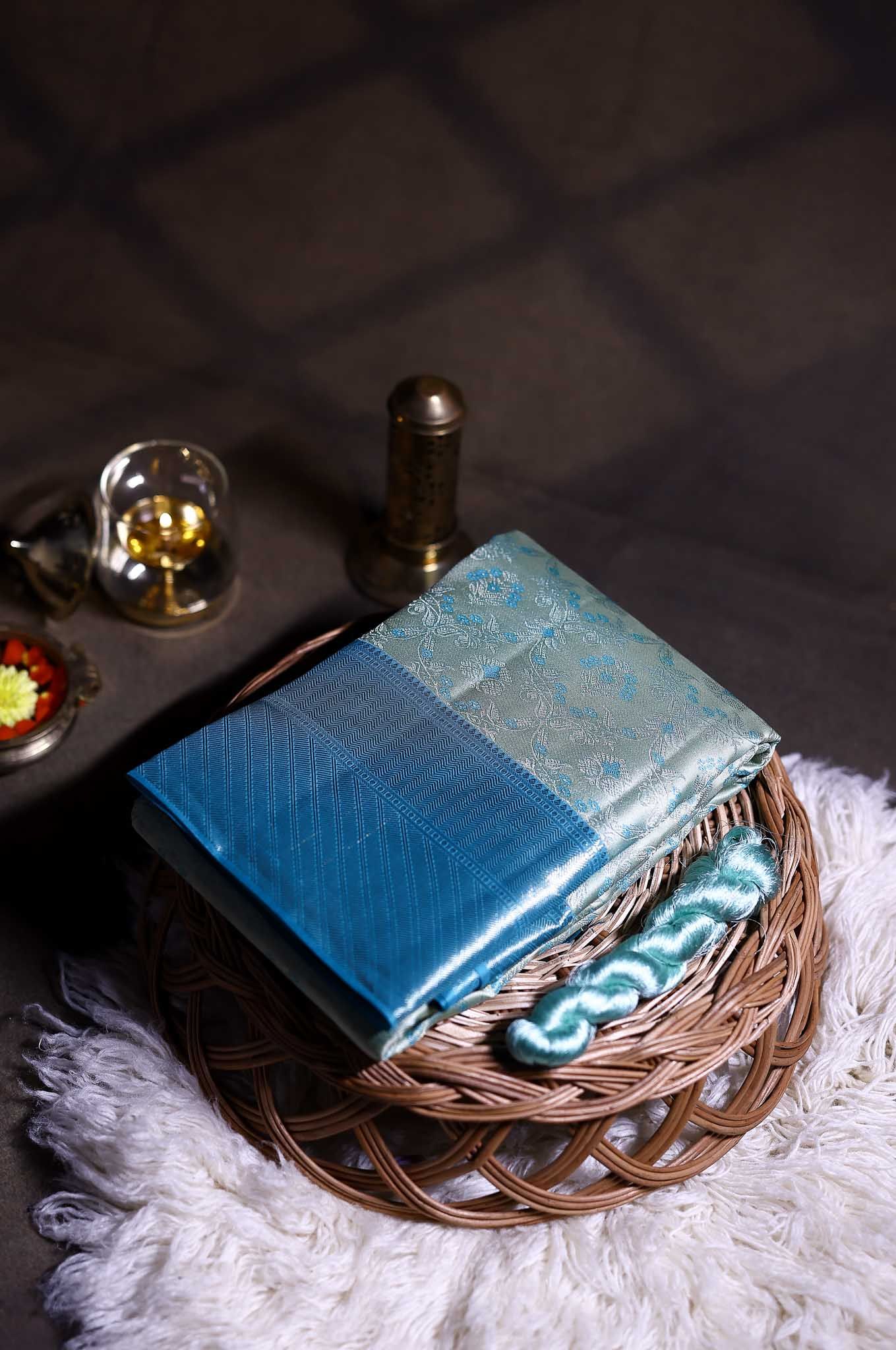 Beige Creame Kanchipuram Silk Saree