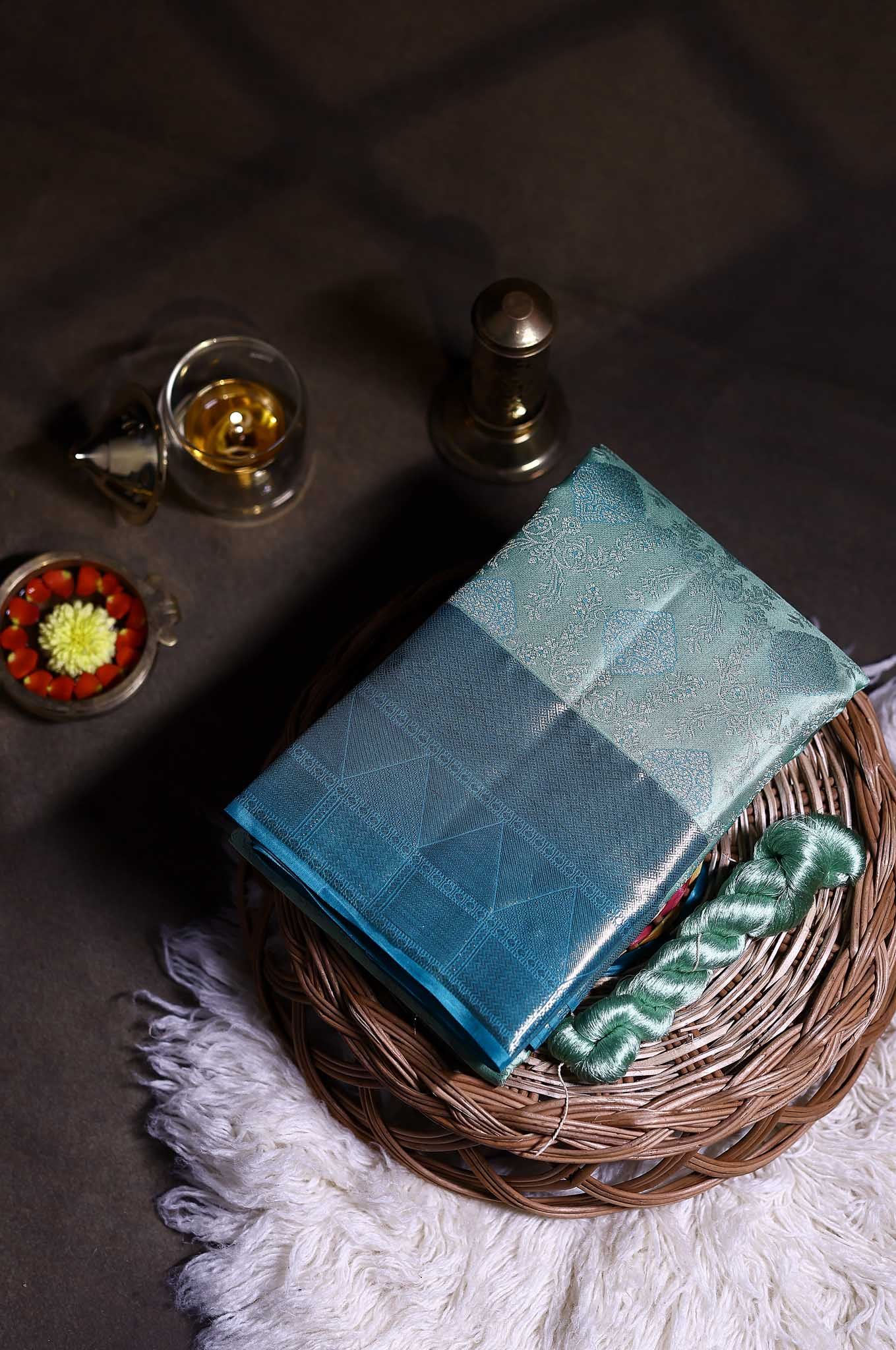 Mint Green Kanchipuram Silk Saree